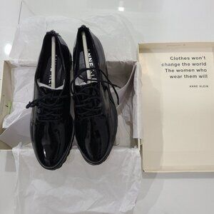 Anne Klein black patent loafers